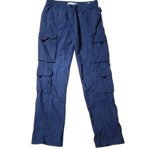 PacSun Navy Blue Cargo Pants Straight Leg Pull-On Elastic Waist Drawstring Small